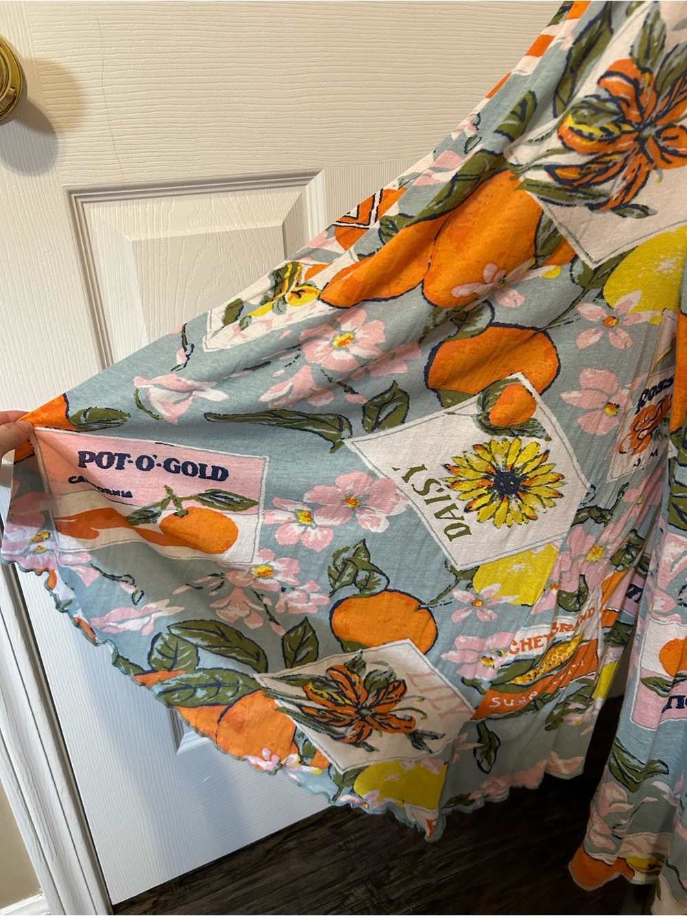 UO Out From Under Citrus Flower Print Smocked Halter Wide Leg Jumpsuit Orange S - Picture 3 of 9